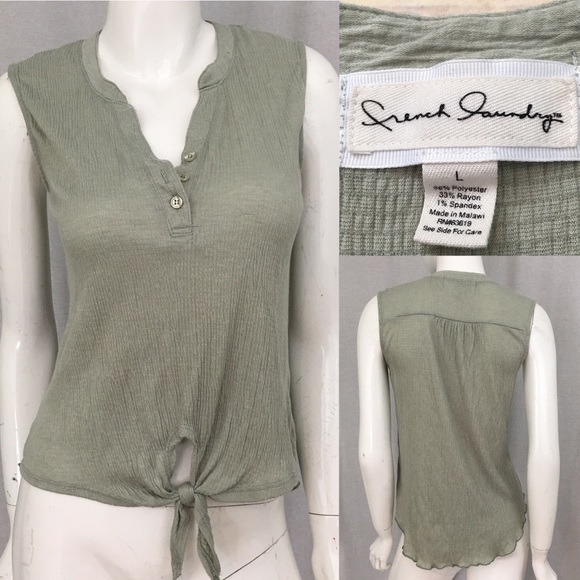 French Laundry Tops - Size Large French Laundry Tie Front Hi/ Low Blouse